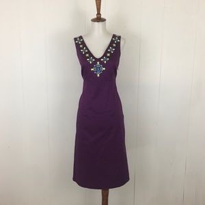Boden Tall Beaded V-Neck Sleeveless Sheath Dress